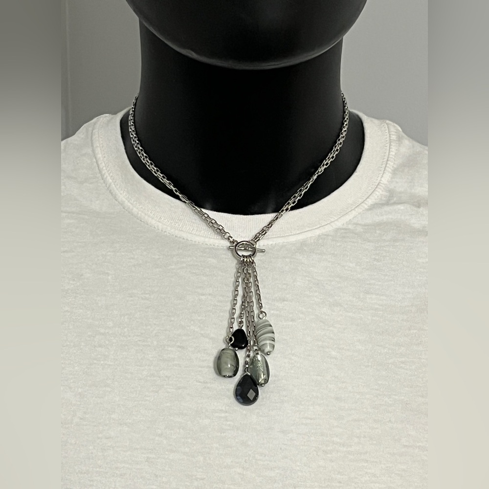 Lia Sophia Convertible Necklace - Silver, Black, White, Gray
